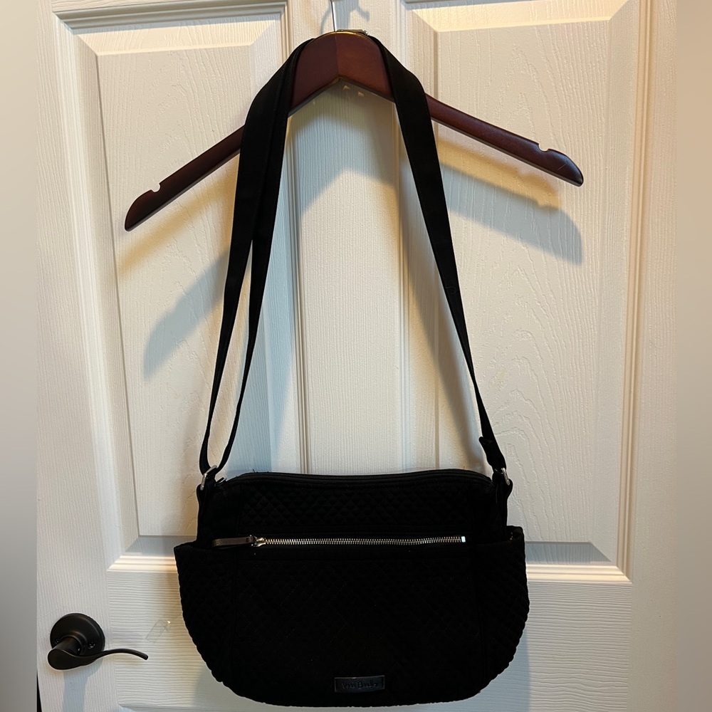 Vera Bradley Black Quilted “On the Go” Microfiber Crossbody Bag